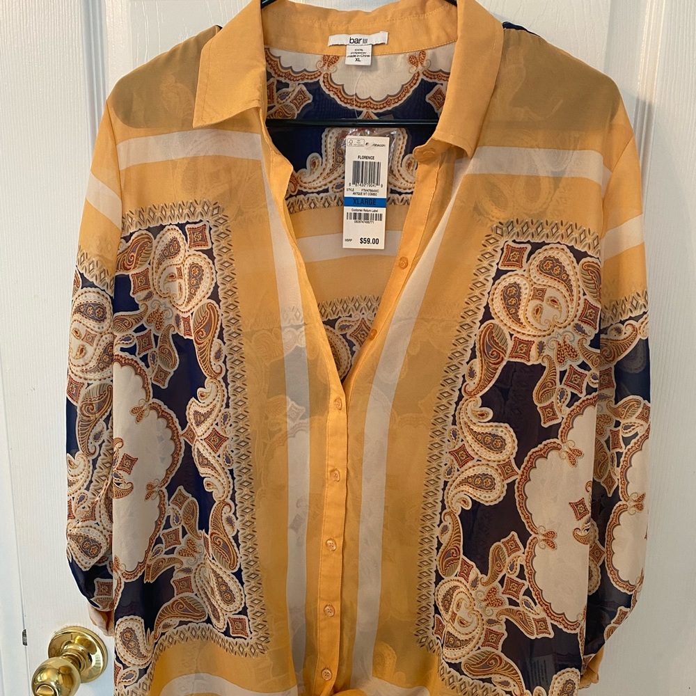 Women’s sheer tie front blouse.  NWT